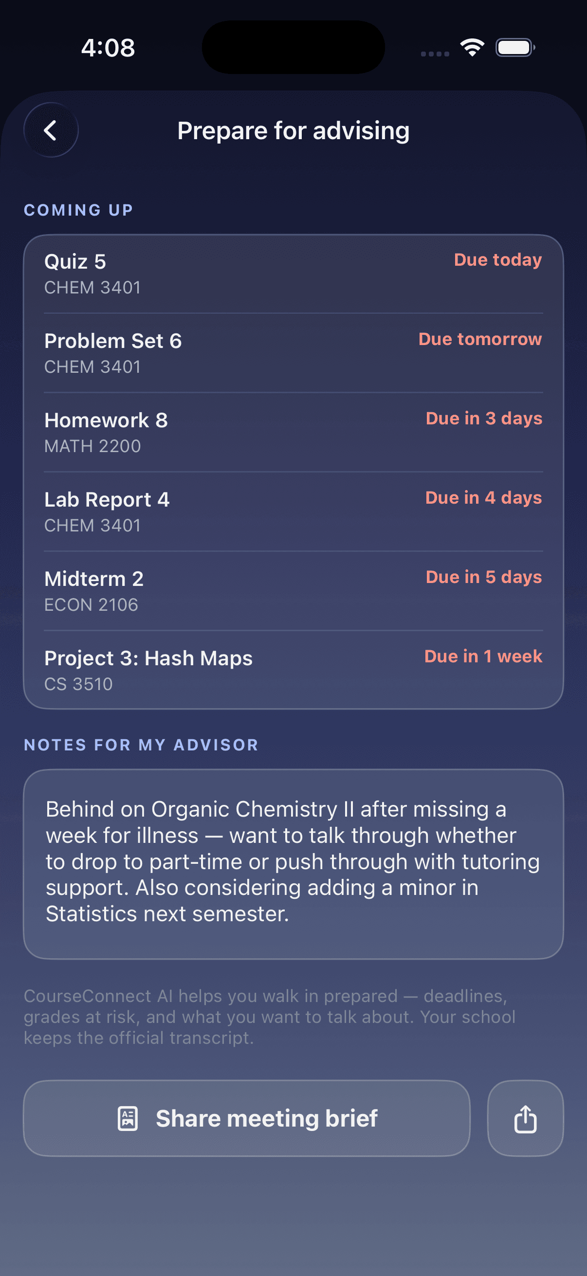 Prepare for advising with upcoming deadlines